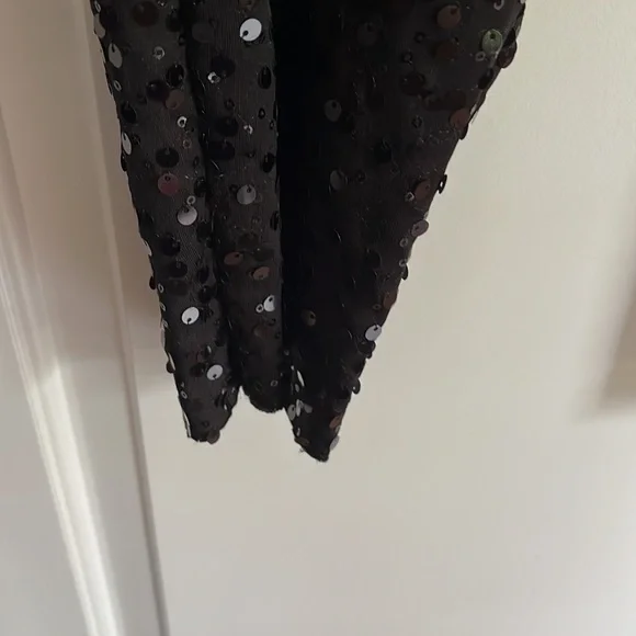 Black sequin pants slouchy Sz medium drop crotch elastic waistband - Picture 5 of 8